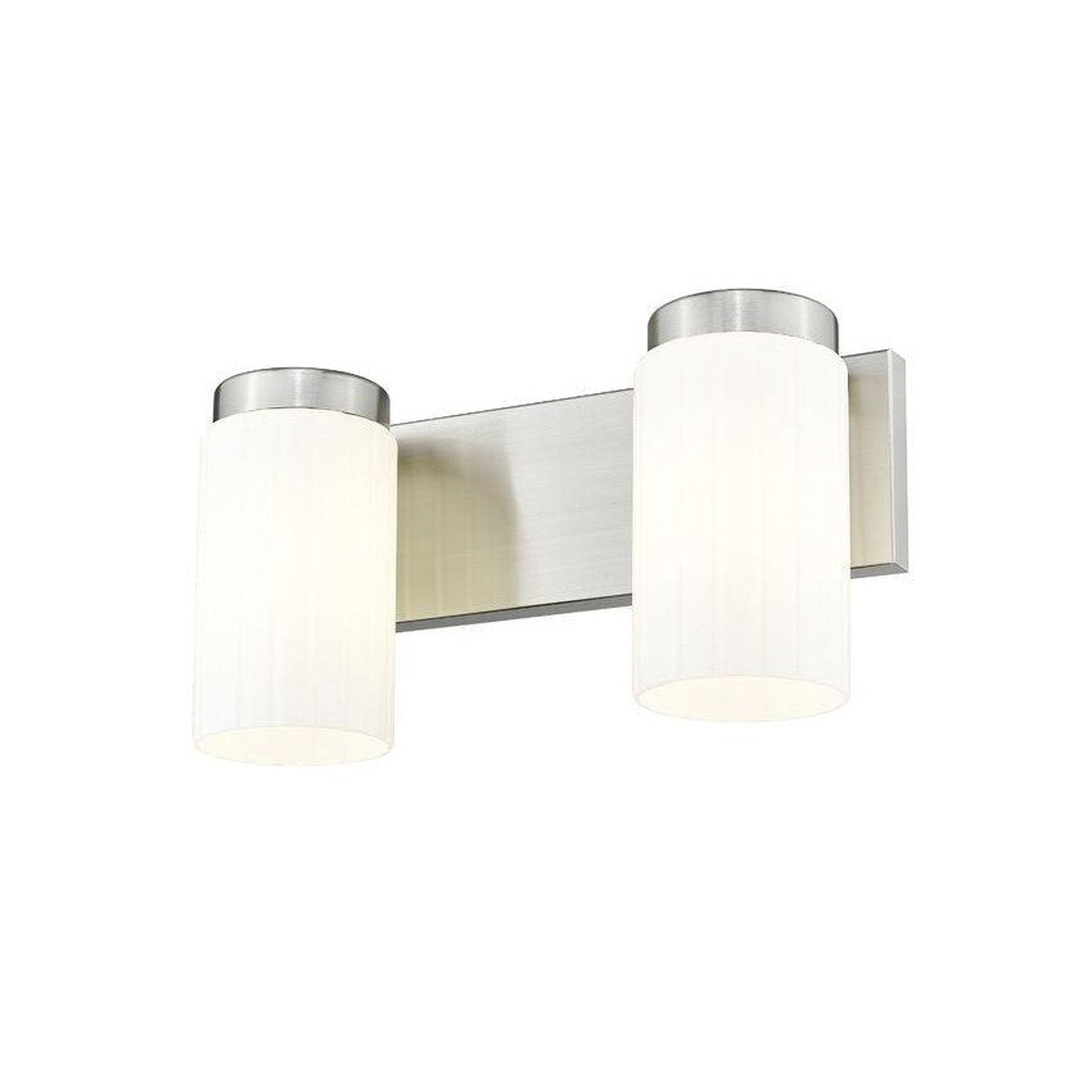 Z-Lite Burk 14" 2-Light Brushed Nickel Steel Vanity Light With Gloss Opal Glass Shade