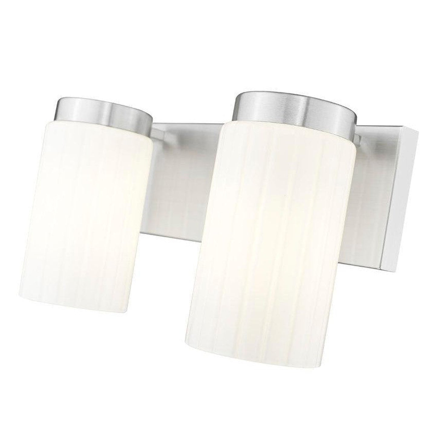 Z-Lite Burk 14" 2-Light Brushed Nickel Steel Vanity Light With Gloss Opal Glass Shade