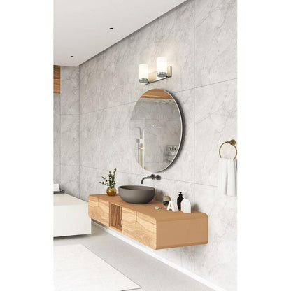 Z-Lite Burk 14" 2-Light Brushed Nickel Steel Vanity Light With Gloss Opal Glass Shade