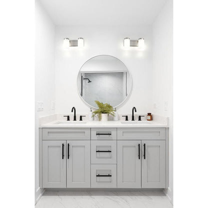 Z-Lite Burk 14" 2-Light Brushed Nickel Steel Vanity Light With Gloss Opal Glass Shade