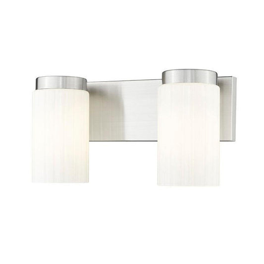 Z-Lite Burk 14" 2-Light Brushed Nickel Steel Vanity Light With Gloss Opal Glass Shade