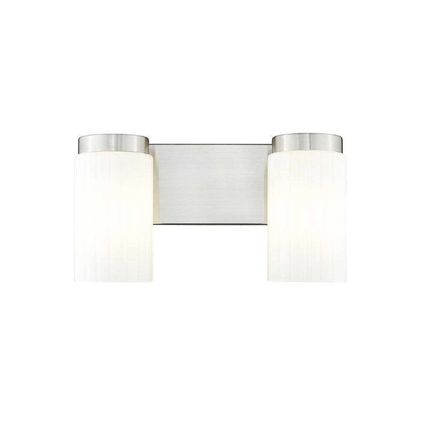 Z-Lite Burk 14" 2-Light Brushed Nickel Steel Vanity Light With Matte Opal Glass Shade