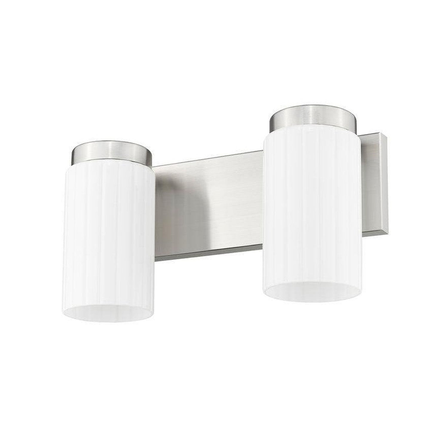 Z-Lite Burk 14" 2-Light Brushed Nickel Steel Vanity Light With Matte Opal Glass Shade