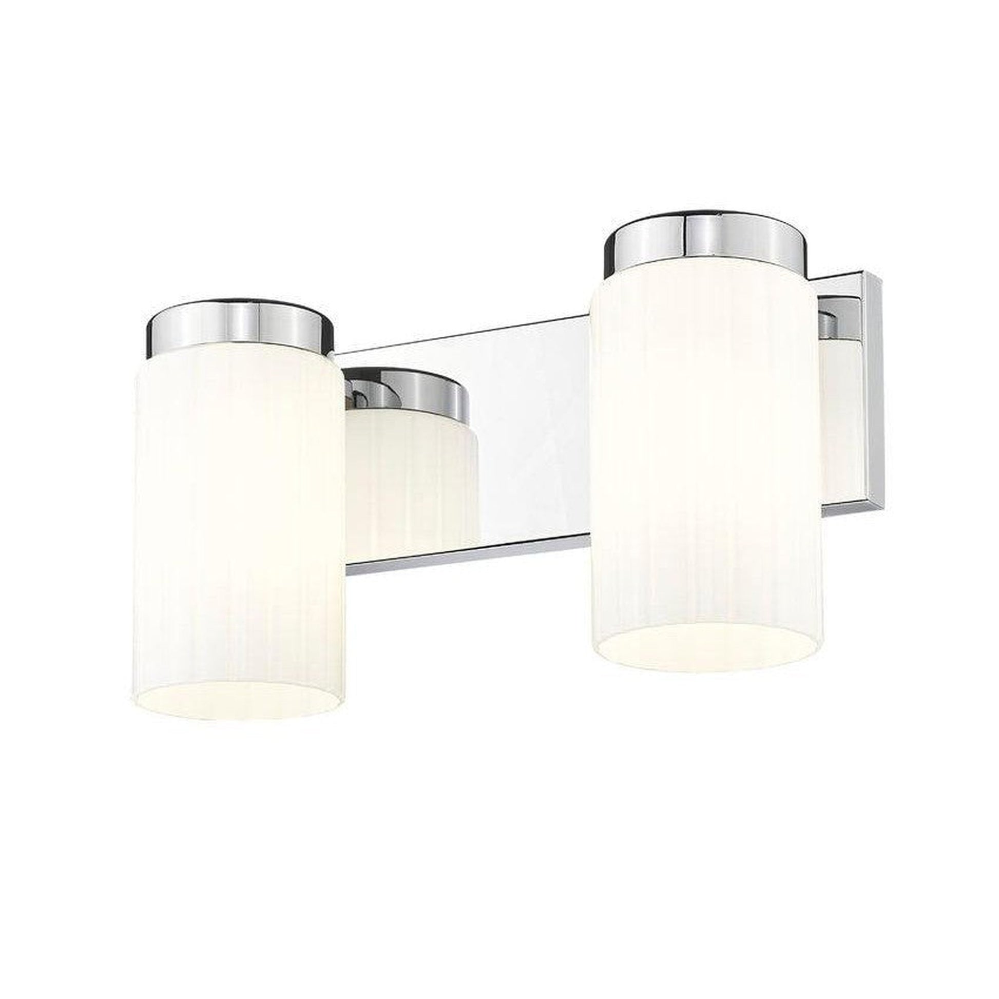 Z-Lite Burk 14" 2-Light Chrome Steel Vanity Light With Gloss Opal Glass Shade