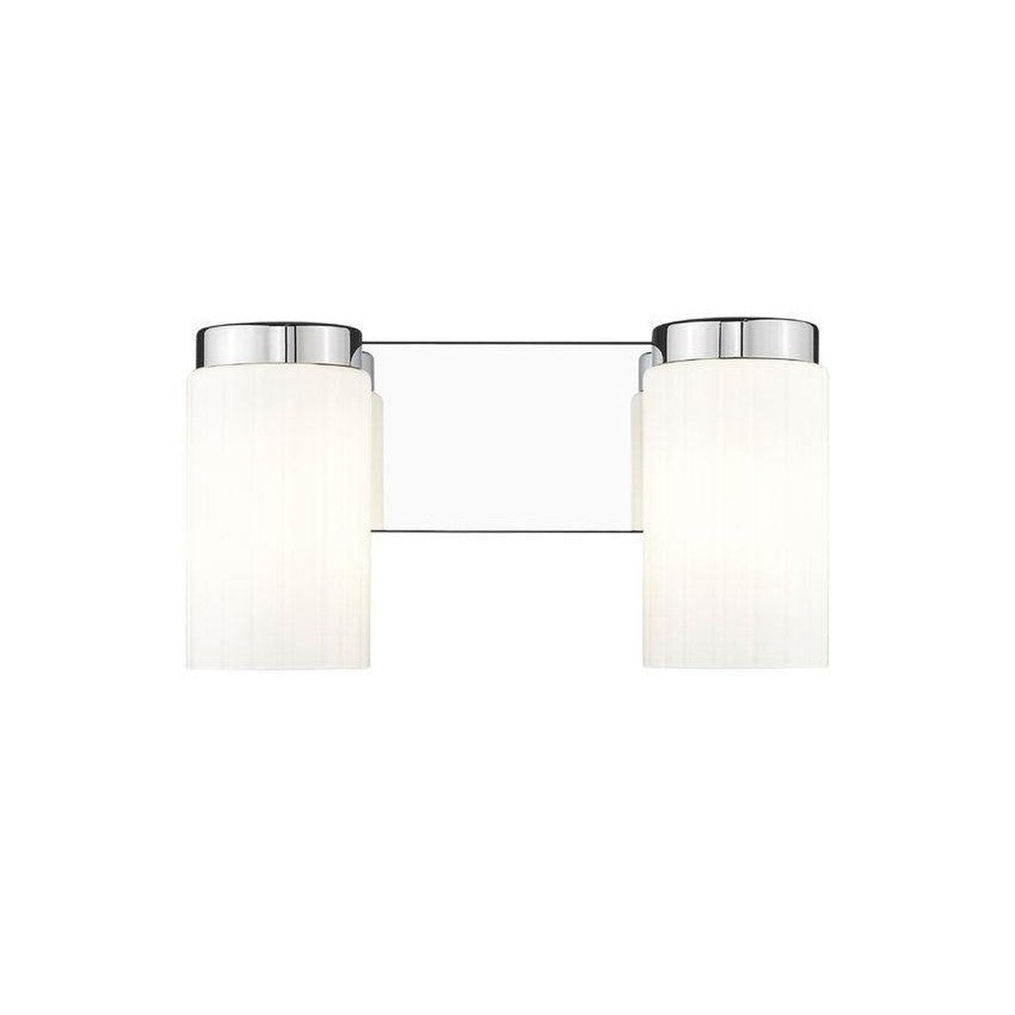 Z-Lite Burk 14" 2-Light Chrome Steel Vanity Light With Gloss Opal Glass Shade