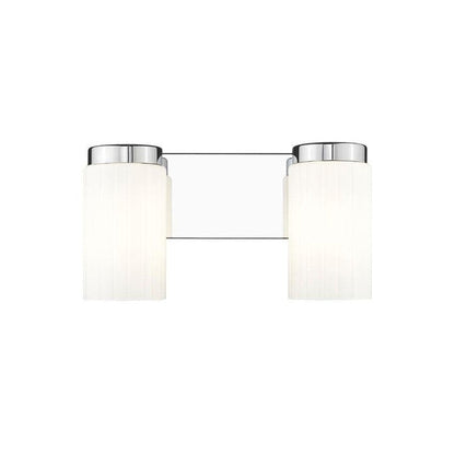 Z-Lite Burk 14" 2-Light Chrome Steel Vanity Light With Gloss Opal Glass Shade