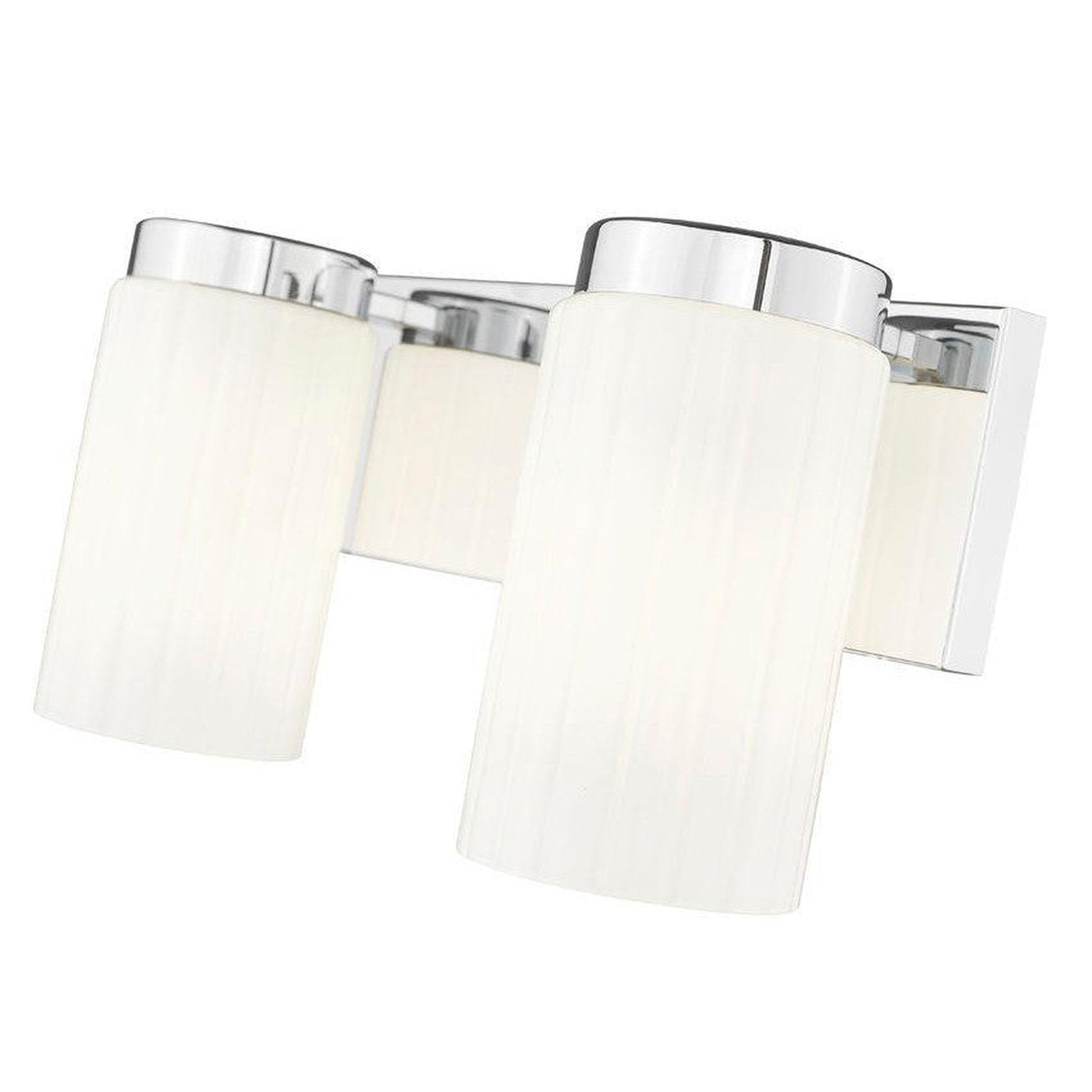 Z-Lite Burk 14" 2-Light Chrome Steel Vanity Light With Gloss Opal Glass Shade