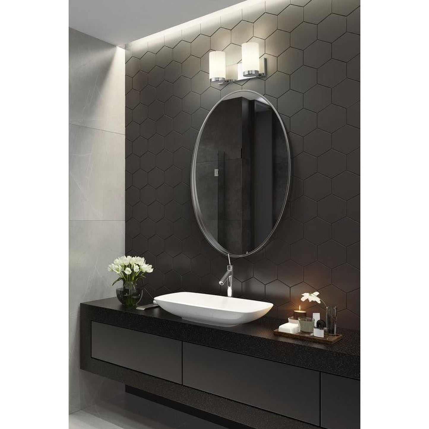 Z-Lite Burk 14" 2-Light Chrome Steel Vanity Light With Gloss Opal Glass Shade
