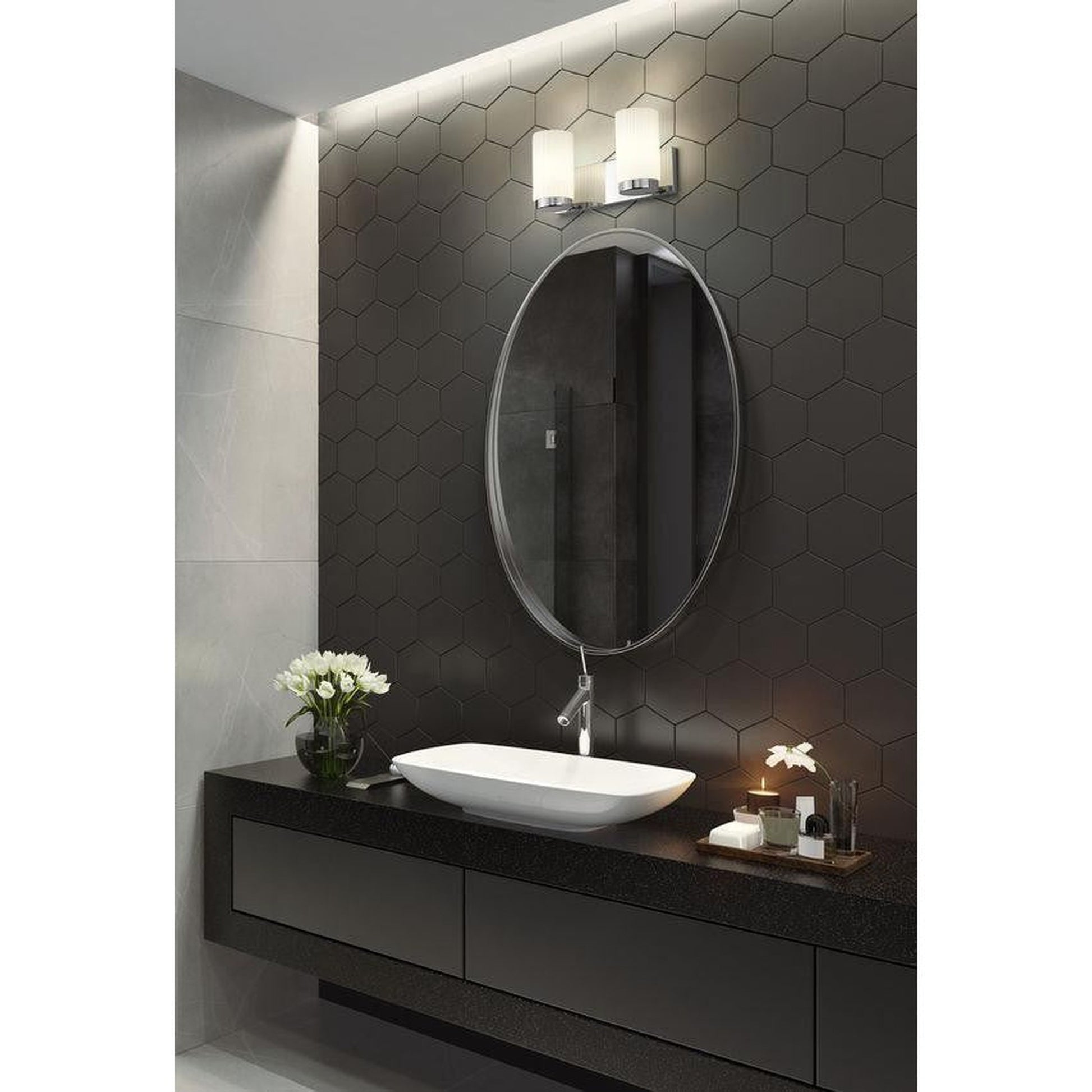 Z-Lite Burk 14" 2-Light Chrome Steel Vanity Light With Gloss Opal Glass Shade