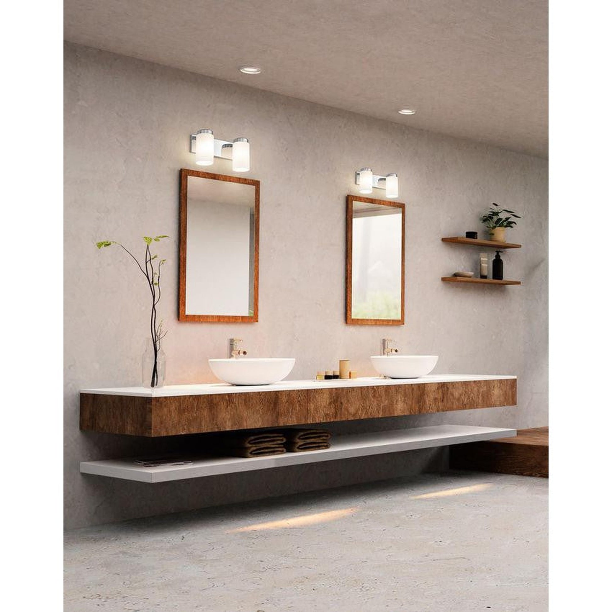 Z-Lite Burk 14" 2-Light Chrome Steel Vanity Light With Gloss Opal Glass Shade