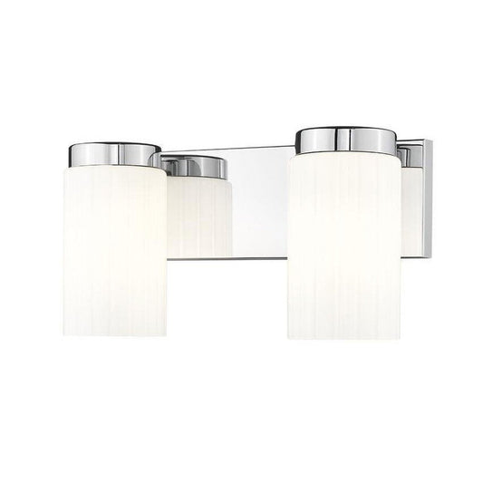 Z-Lite Burk 14" 2-Light Chrome Steel Vanity Light With Gloss Opal Glass Shade