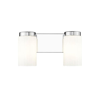 Z-Lite Burk 14" 2-Light Chrome Steel Vanity Light With Matte Opal Glass Shade