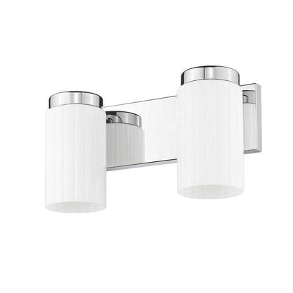 Z-Lite Burk 14" 2-Light Chrome Steel Vanity Light With Matte Opal Glass Shade