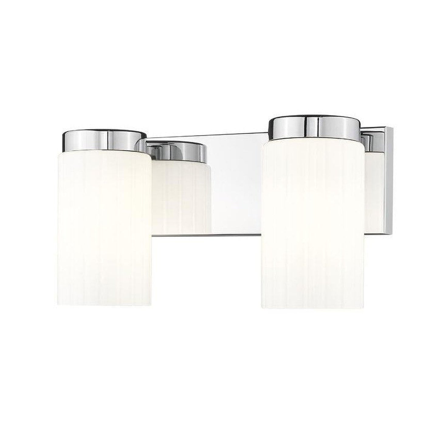 Z-Lite Burk 14" 2-Light Chrome Steel Vanity Light With Matte Opal Glass Shade