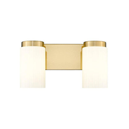 Z-Lite Burk 14" 2-Light Luxe Gold Steel Vanity Light With Gloss Opal Glass Shade