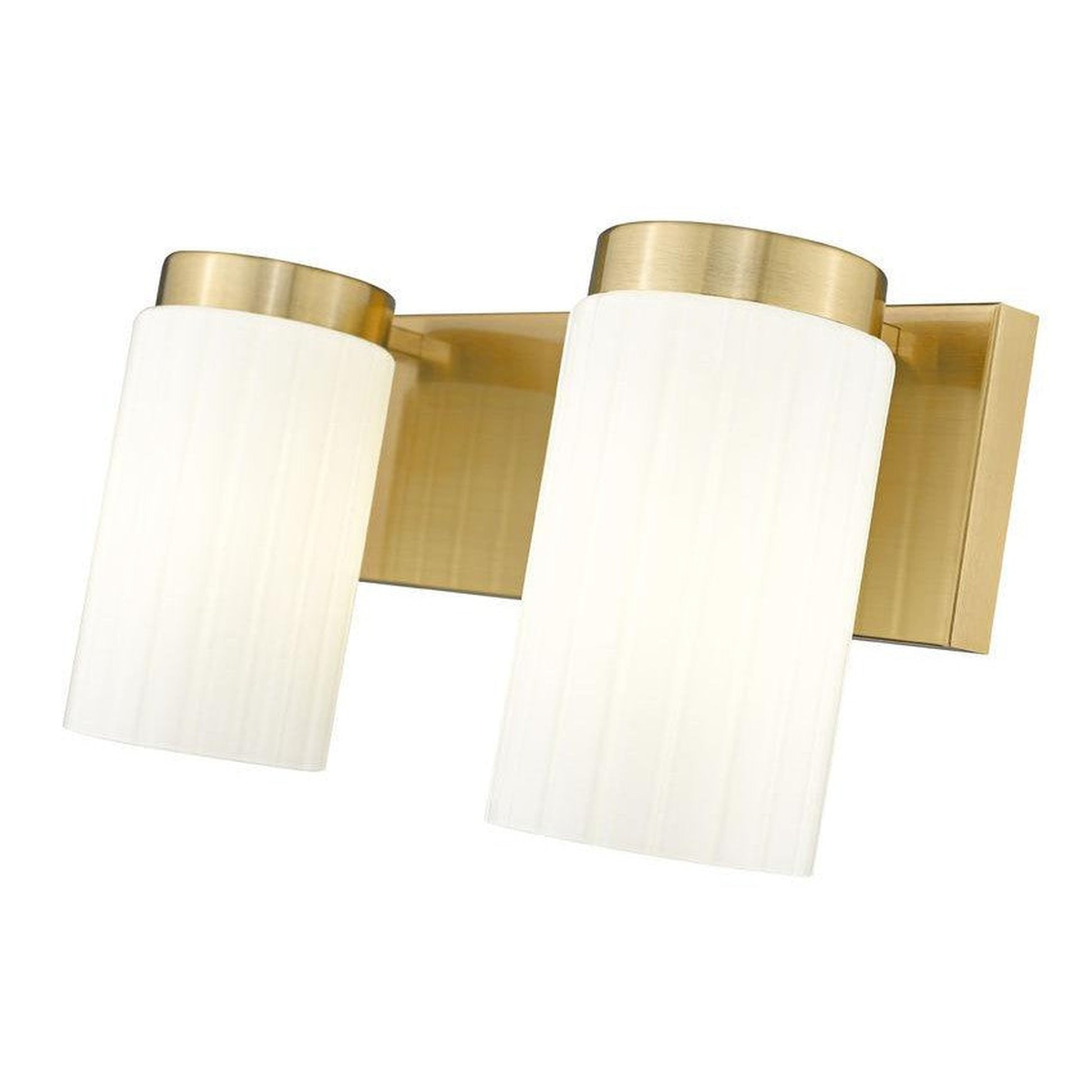Z-Lite Burk 14" 2-Light Luxe Gold Steel Vanity Light With Gloss Opal Glass Shade