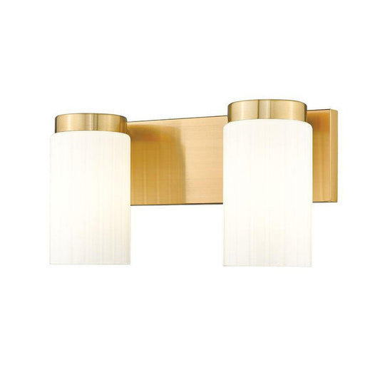 Z-Lite Burk 14" 2-Light Luxe Gold Steel Vanity Light With Gloss Opal Glass Shade