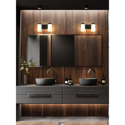 Z-Lite Burk 14" 2-Light Matte Black Steel Vanity Light With Gloss Opal Glass Shade
