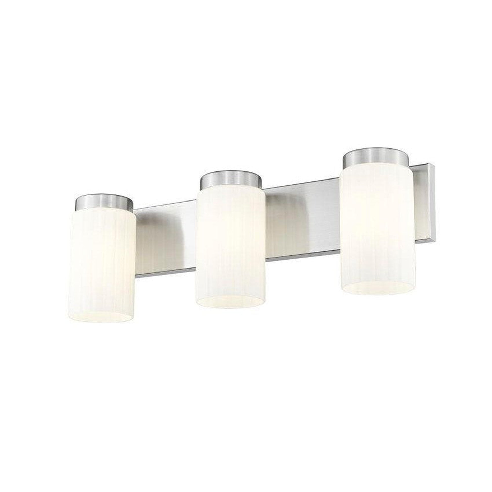 Z-Lite Burk 23" 3-Light Brushed Nickel Steel Vanity Light With Gloss Opal Glass Shade