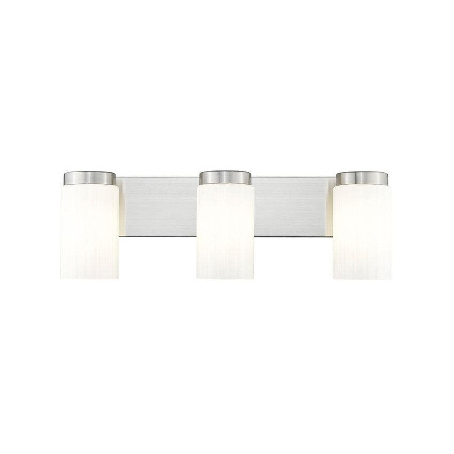 Z-Lite Burk 23" 3-Light Brushed Nickel Steel Vanity Light With Gloss Opal Glass Shade