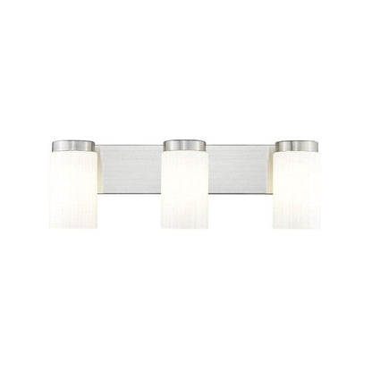 Z-Lite Burk 23" 3-Light Brushed Nickel Steel Vanity Light With Gloss Opal Glass Shade