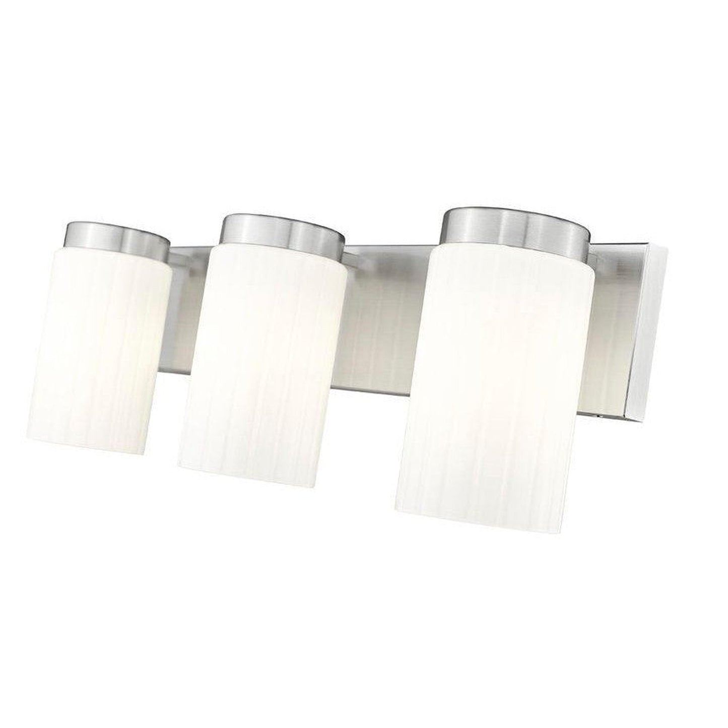 Z-Lite Burk 23" 3-Light Brushed Nickel Steel Vanity Light With Gloss Opal Glass Shade