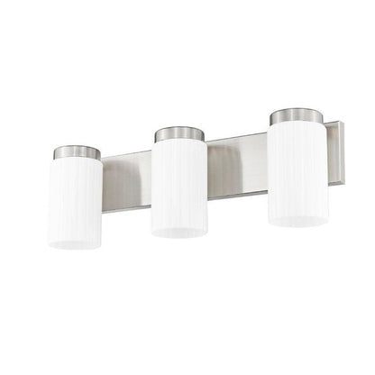 Z-Lite Burk 23" 3-Light Brushed Nickel Steel Vanity Light With Gloss Opal Glass Shade