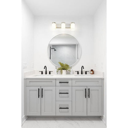 Z-Lite Burk 23" 3-Light Brushed Nickel Steel Vanity Light With Gloss Opal Glass Shade