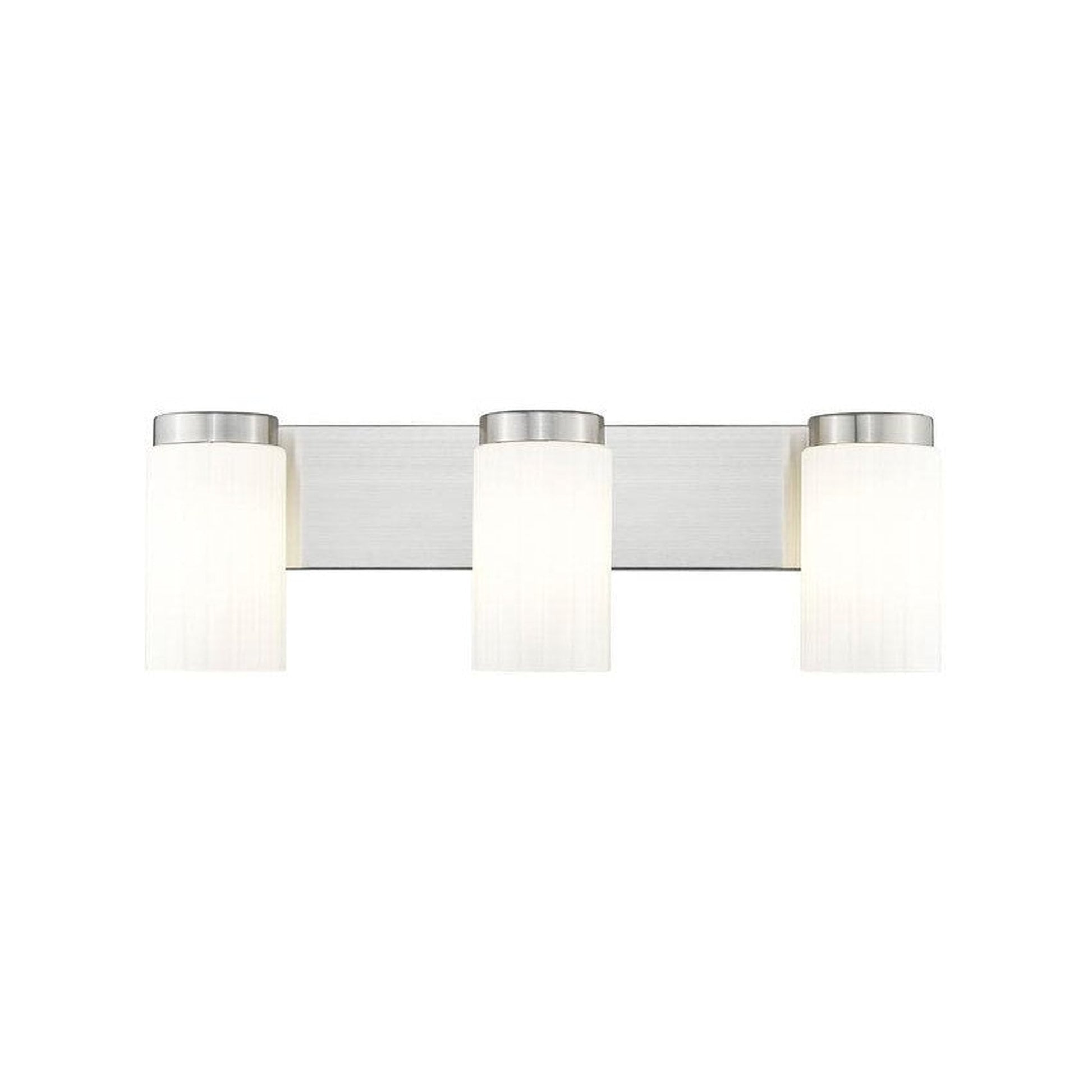 Z-Lite Burk 23" 3-Light Brushed Nickel Steel Vanity Light With Matte Opal Glass Shade