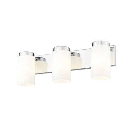 Z-Lite Burk 23" 3-Light Chrome Steel Vanity Light With Gloss Opal Glass Shade
