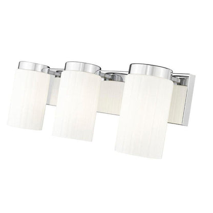Z-Lite Burk 23" 3-Light Chrome Steel Vanity Light With Gloss Opal Glass Shade