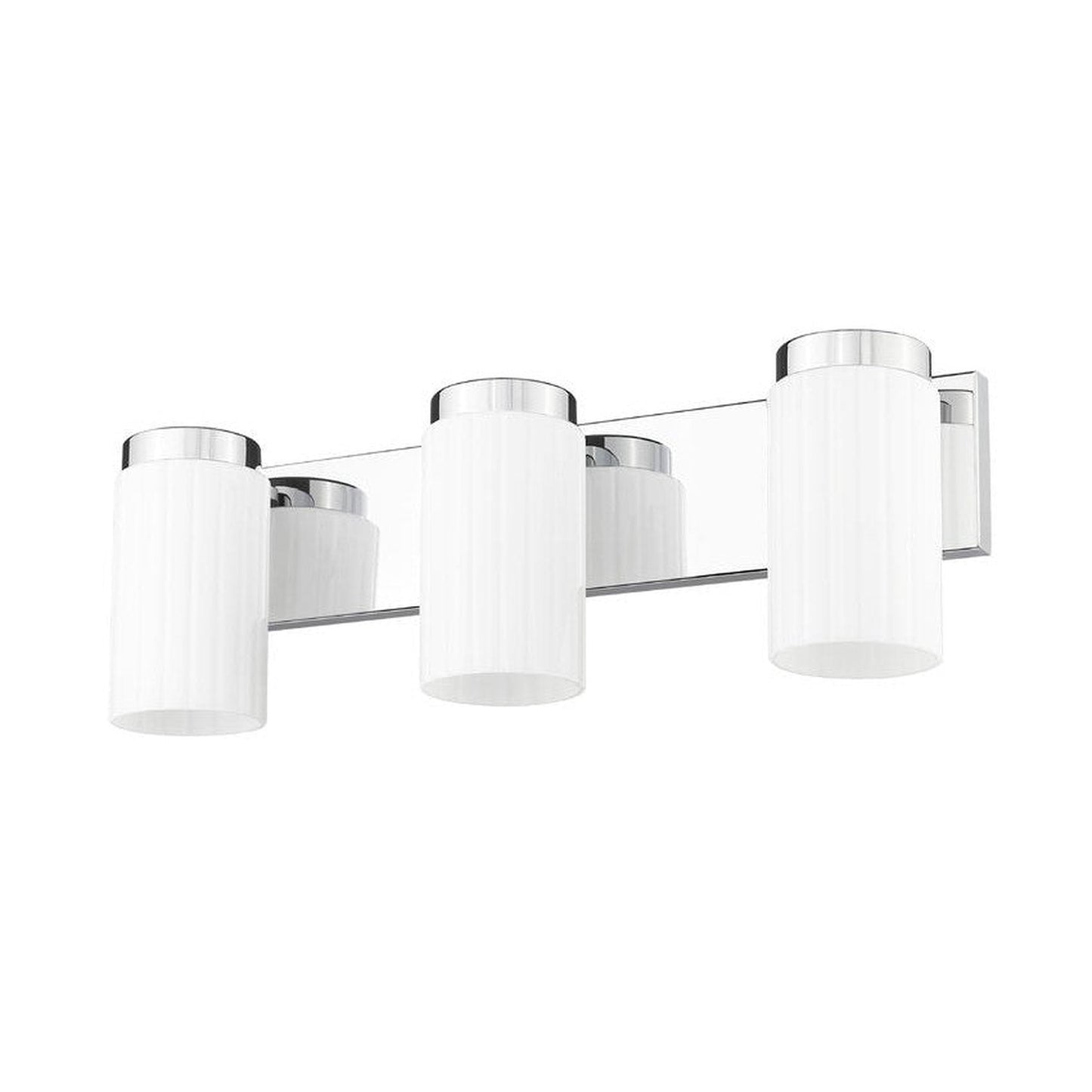 Z-Lite Burk 23" 3-Light Chrome Steel Vanity Light With Gloss Opal Glass Shade