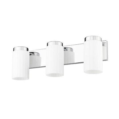 Z-Lite Burk 23" 3-Light Chrome Steel Vanity Light With Gloss Opal Glass Shade