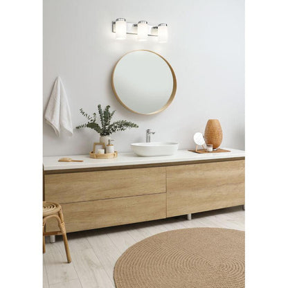 Z-Lite Burk 23" 3-Light Chrome Steel Vanity Light With Gloss Opal Glass Shade