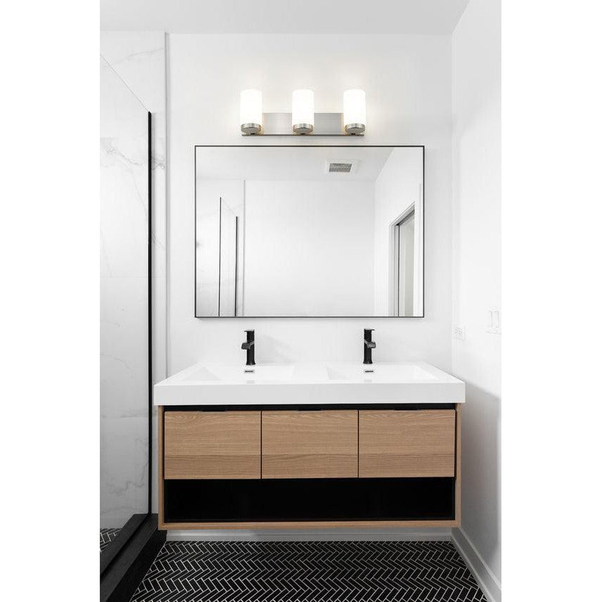 Z-Lite Burk 23" 3-Light Chrome Steel Vanity Light With Gloss Opal Glass Shade