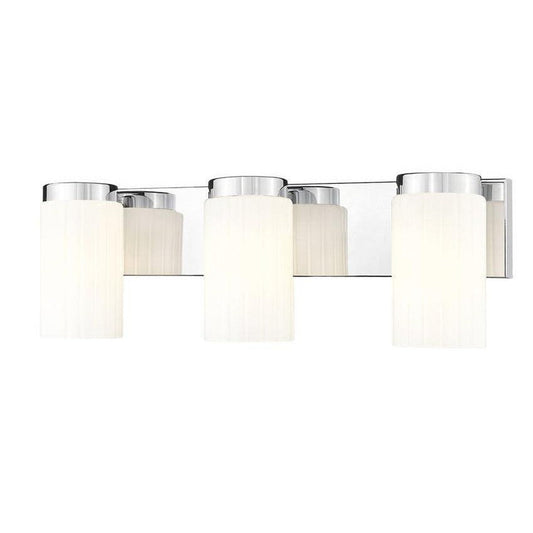 Z-Lite Burk 23" 3-Light Chrome Steel Vanity Light With Gloss Opal Glass Shade