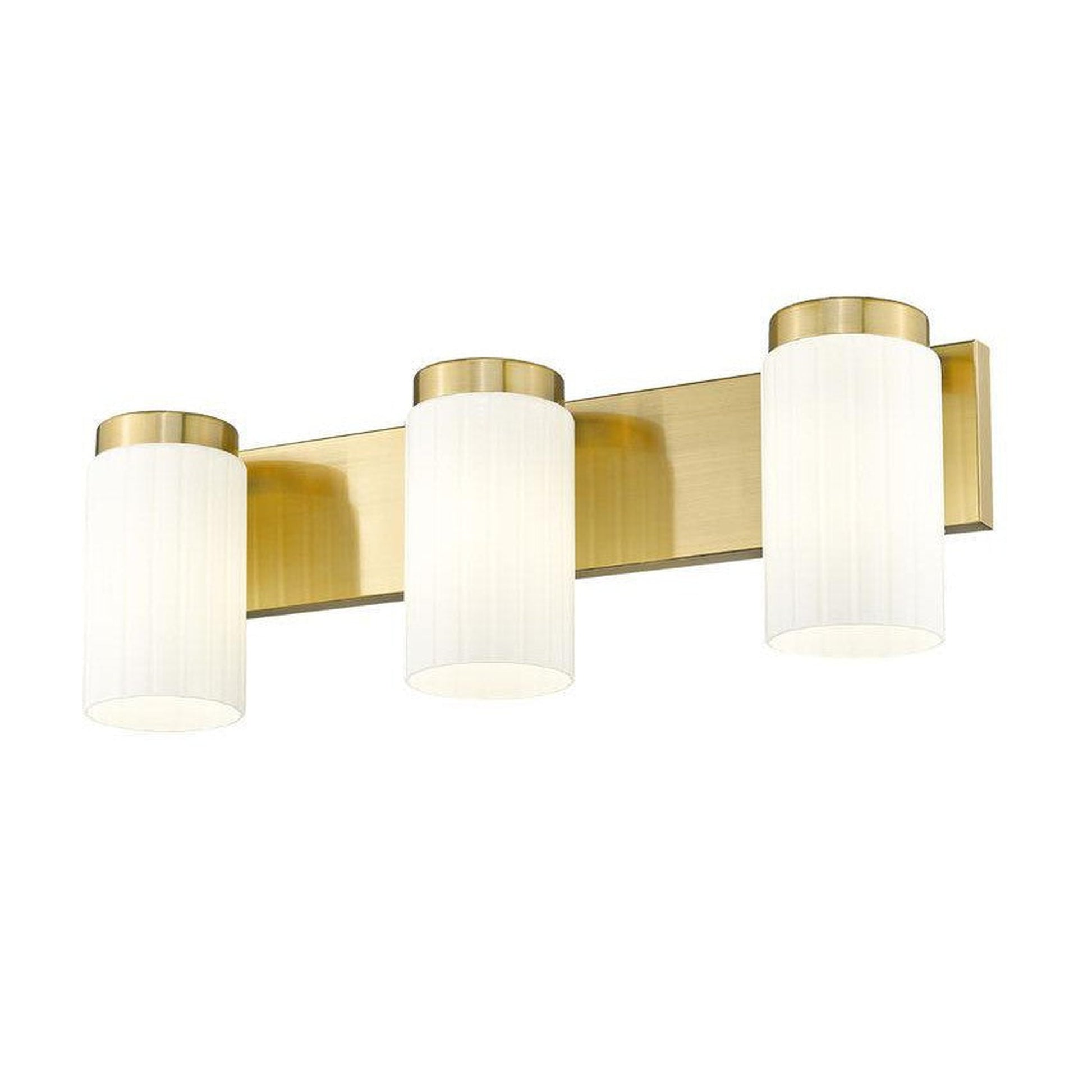 Z-Lite Burk 23" 3-Light Luxe Gold Steel Vanity Light With Gloss Opal Glass Shade