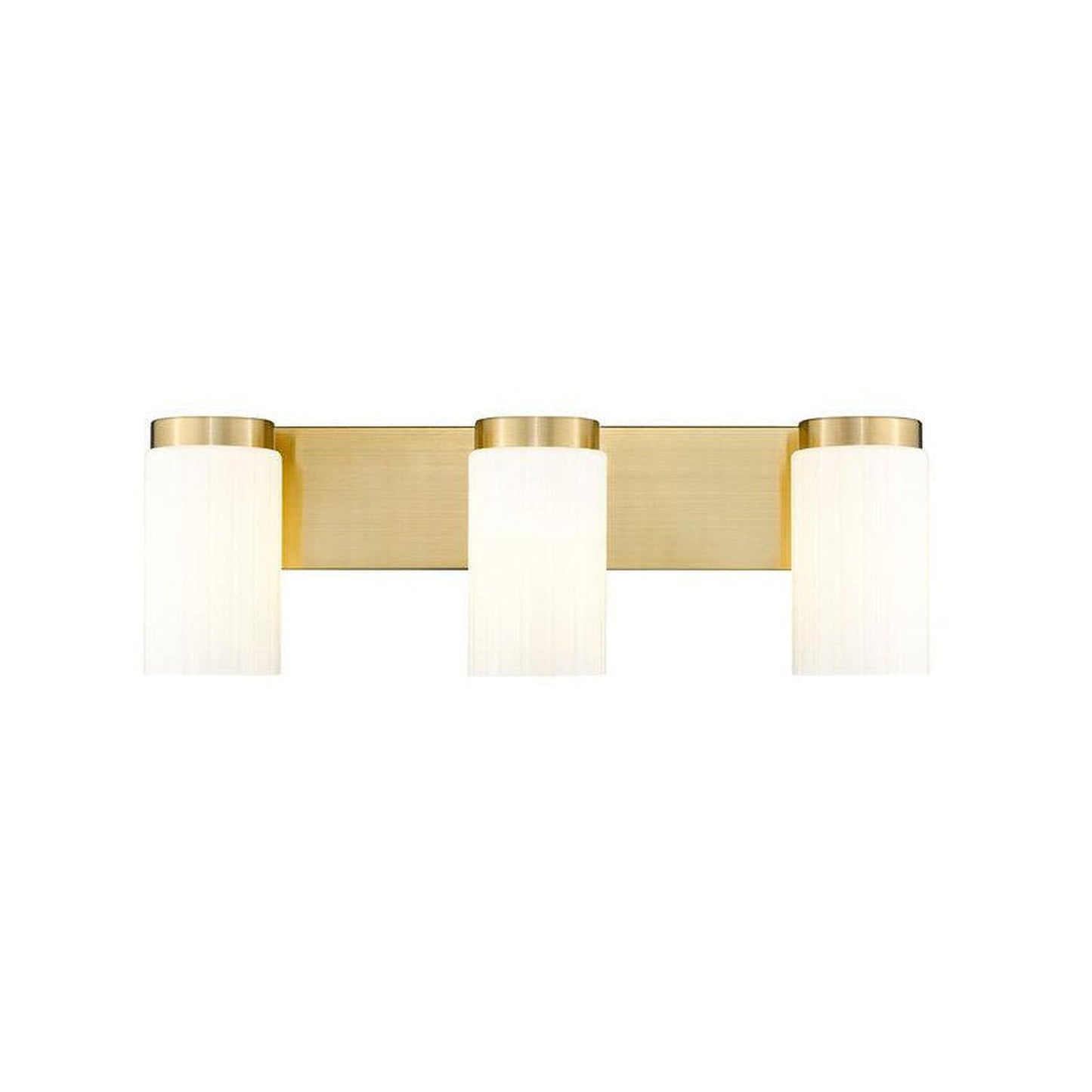 Z-Lite Burk 23" 3-Light Luxe Gold Steel Vanity Light With Gloss Opal Glass Shade
