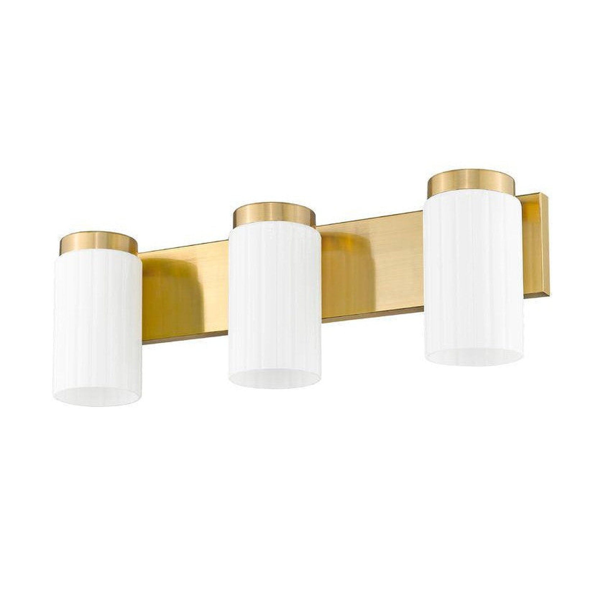 Z-Lite Burk 23" 3-Light Luxe Gold Steel Vanity Light With Gloss Opal Glass Shade