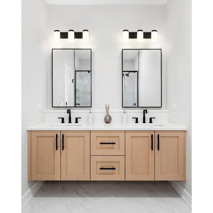 Z-Lite Burk 23" 3-Light Matte Black Steel Vanity Light With Gloss Opal Glass Shade