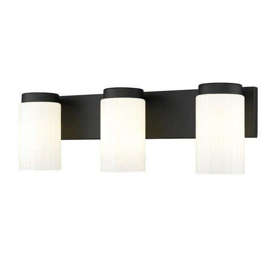 Z-Lite Burk 23" 3-Light Matte Black Steel Vanity Light With Matte Opal Glass Shade