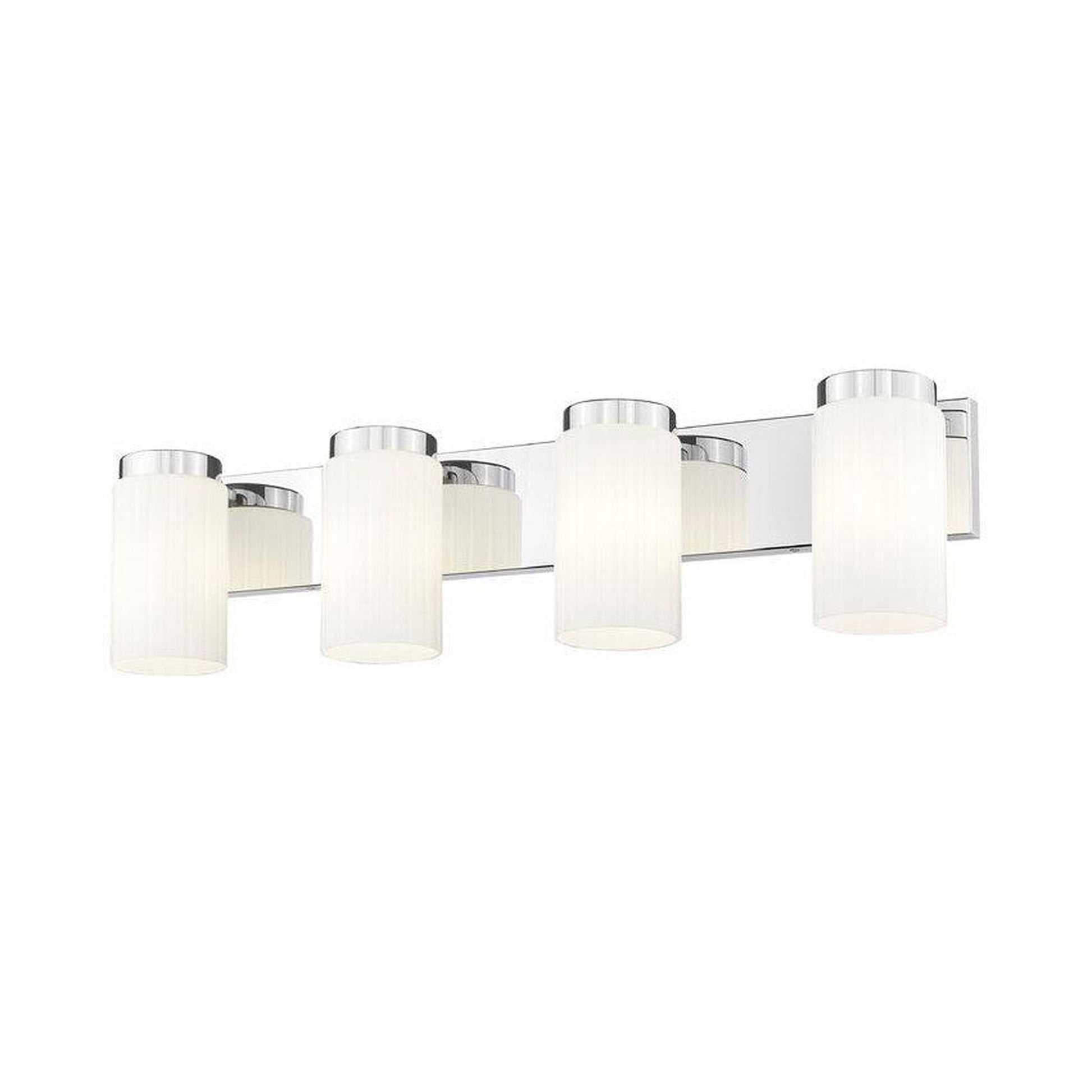 Z-Lite Burk 30" 4-Light Chrome Steel Vanity Light With Gloss Opal Glass Shade