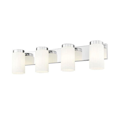 Z-Lite Burk 30" 4-Light Chrome Steel Vanity Light With Gloss Opal Glass Shade