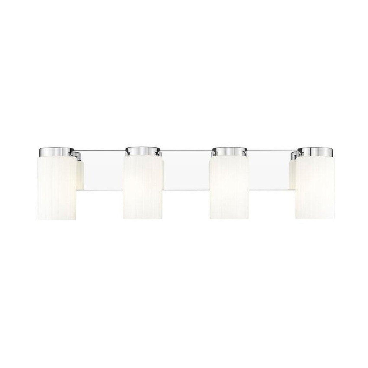 Z-Lite Burk 30" 4-Light Chrome Steel Vanity Light With Gloss Opal Glass Shade
