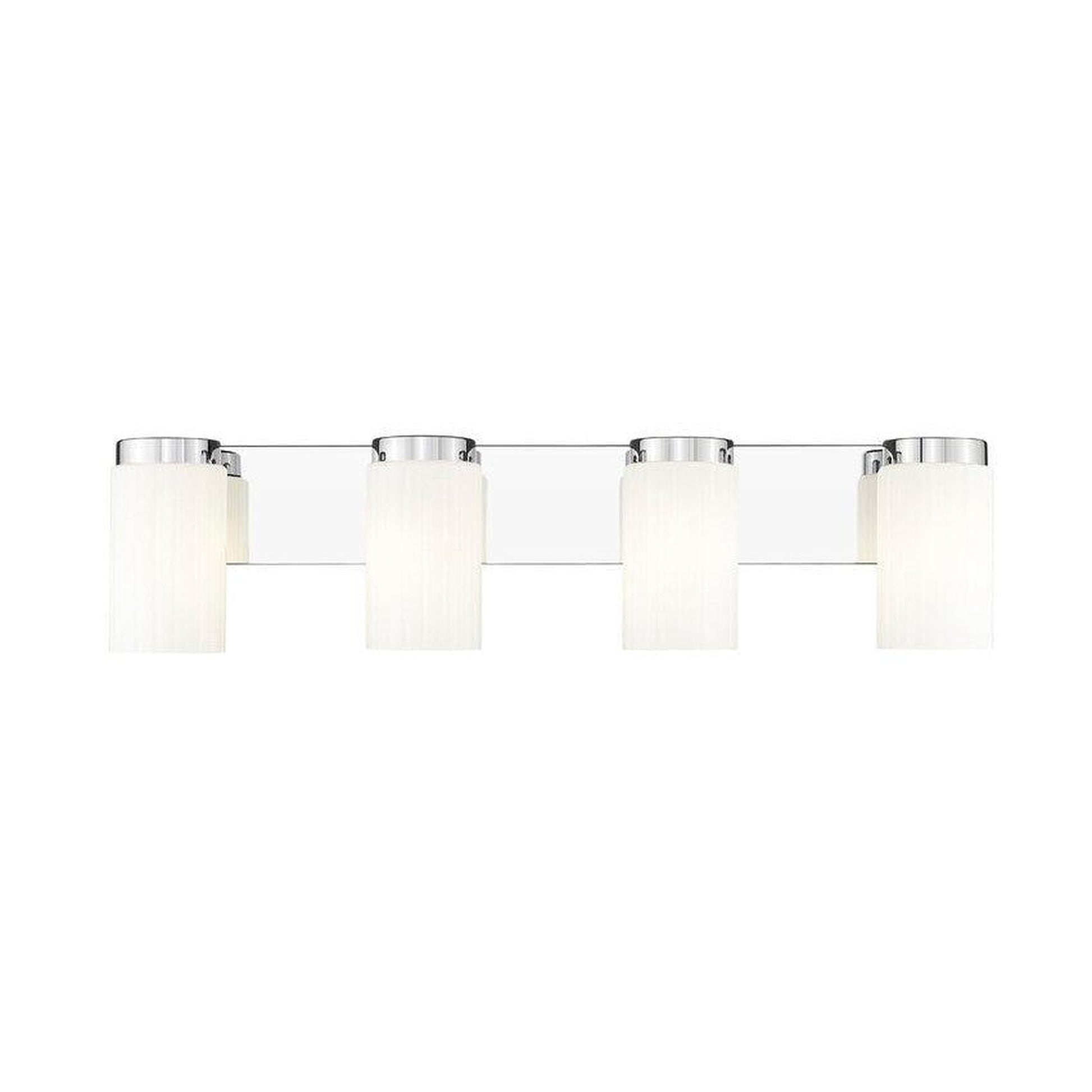 Z-Lite Burk 30" 4-Light Chrome Steel Vanity Light With Gloss Opal Glass Shade