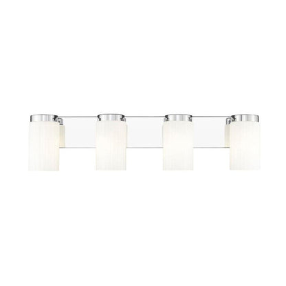 Z-Lite Burk 30" 4-Light Chrome Steel Vanity Light With Gloss Opal Glass Shade