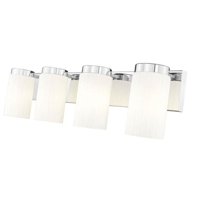 Z-Lite Burk 30" 4-Light Chrome Steel Vanity Light With Gloss Opal Glass Shade