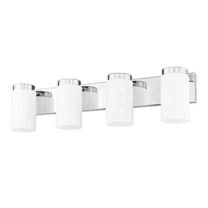Z-Lite Burk 30" 4-Light Chrome Steel Vanity Light With Gloss Opal Glass Shade