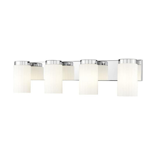 Z-Lite Burk 30" 4-Light Chrome Steel Vanity Light With Gloss Opal Glass Shade