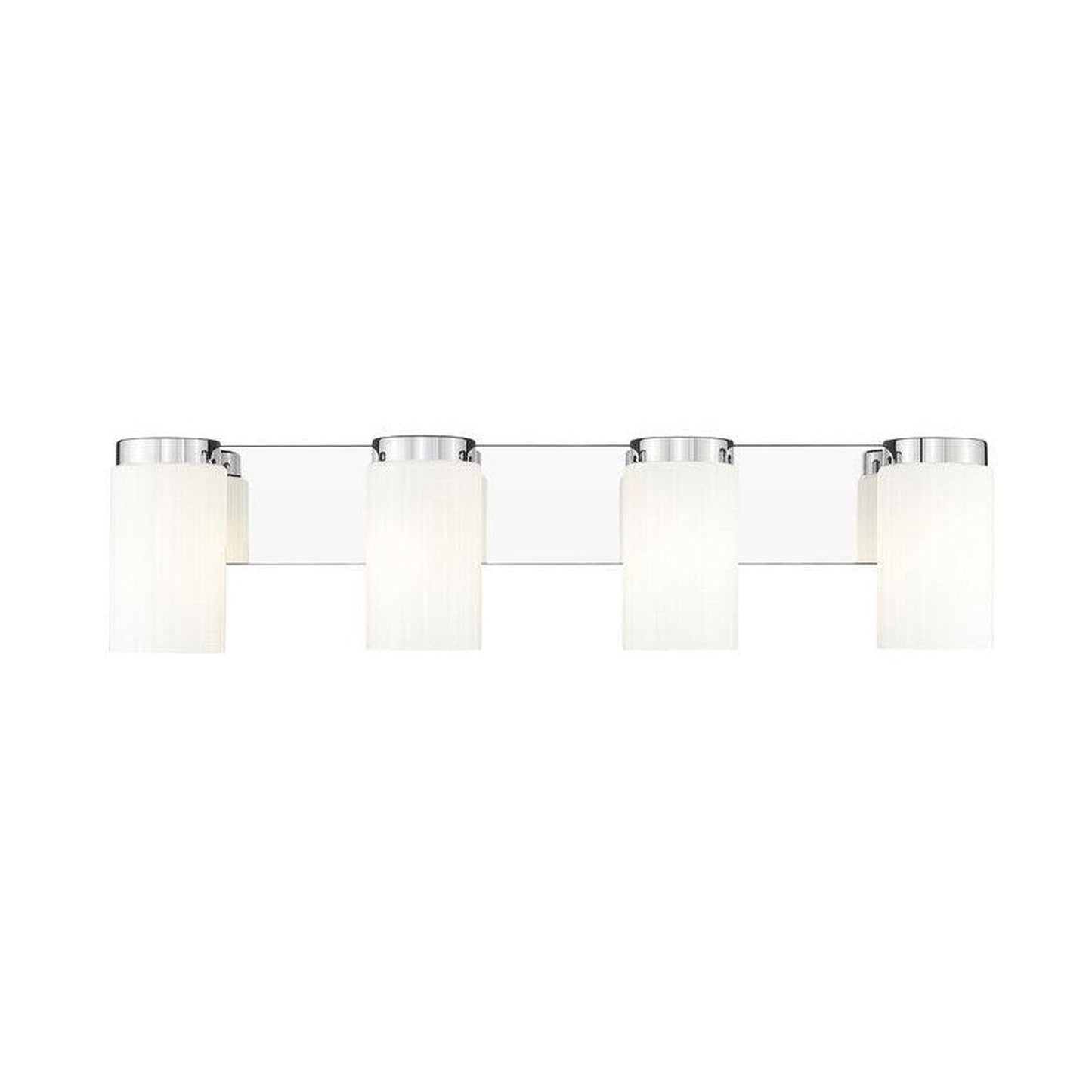 Z-Lite Burk 30" 4-Light Chrome Steel Vanity Light With Matte Opal Glass Shade